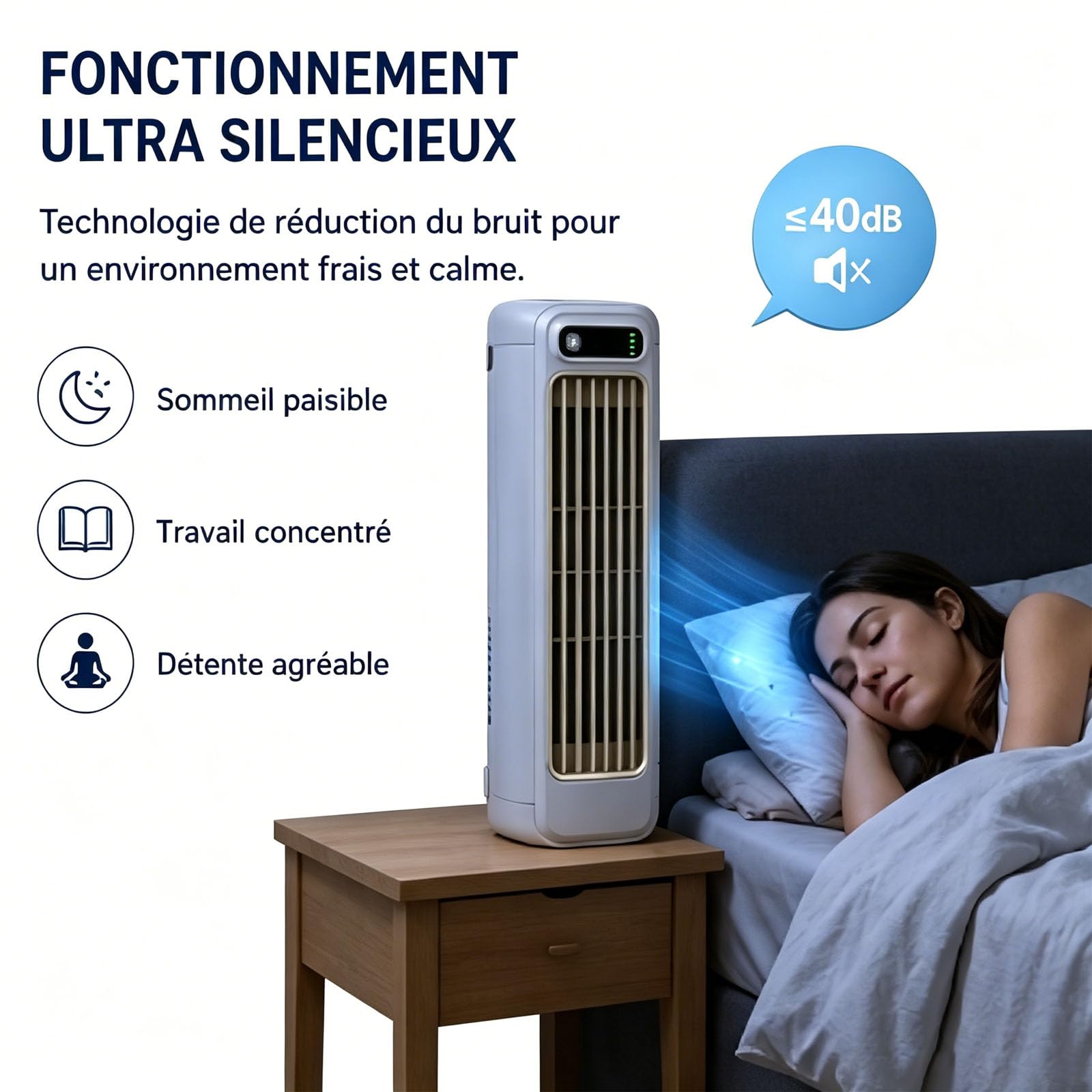 Coldeeze Cooling Ace - Rafraichisseur D’Air Portable, 150 Btus, 3 Vitesses, Silencieux, Longue Autonomie, IdéAl Pour Une Utilisation Dans Une Chambre Ou Un Bureau (Bleu)