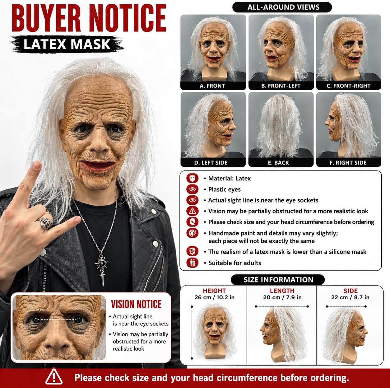 Halloween Realistic Mask Old Women Helmet Creepy Female Full Head Latex Masks Scary Wrinkle Human Cosplay Costume Party Props