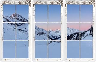 ODGNTEIVG 3 Piece Canvas Wall Art Landscape ski resort Lech after sunset Modern Print Paintings Artwork Picture Wall Decor for Living Room Home Office Decor
