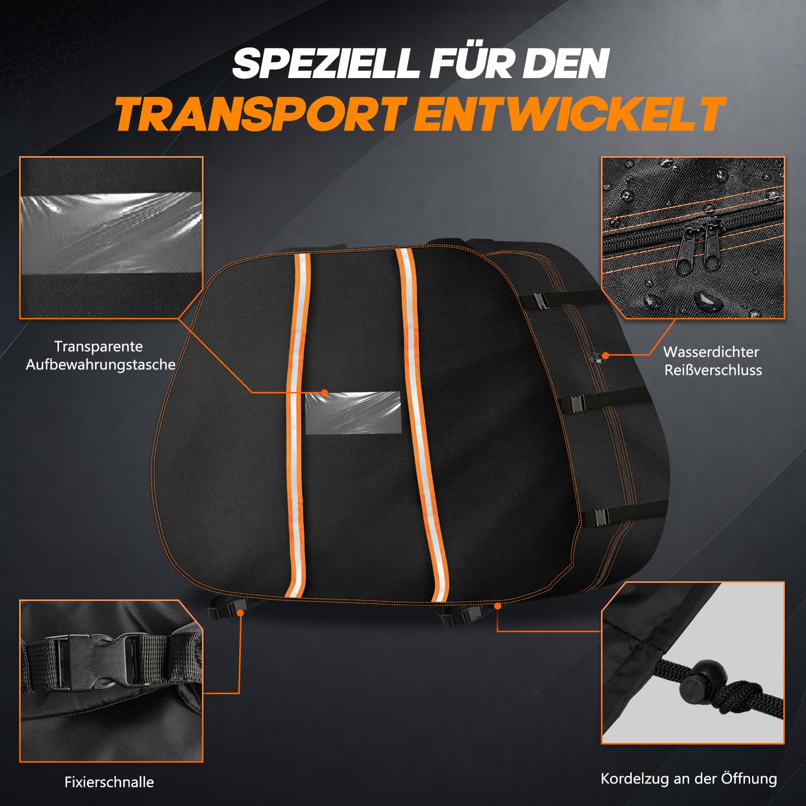 Fahrradschutzhülle Heckträger Wasserdicht Für 1–2 Fahrräder | 900D Oxford Mit Doppelter PU- Und PVC-Beschichtung, Reißfest, Schneefest, Für E-Bike, Mountainbike Und Rennrad
