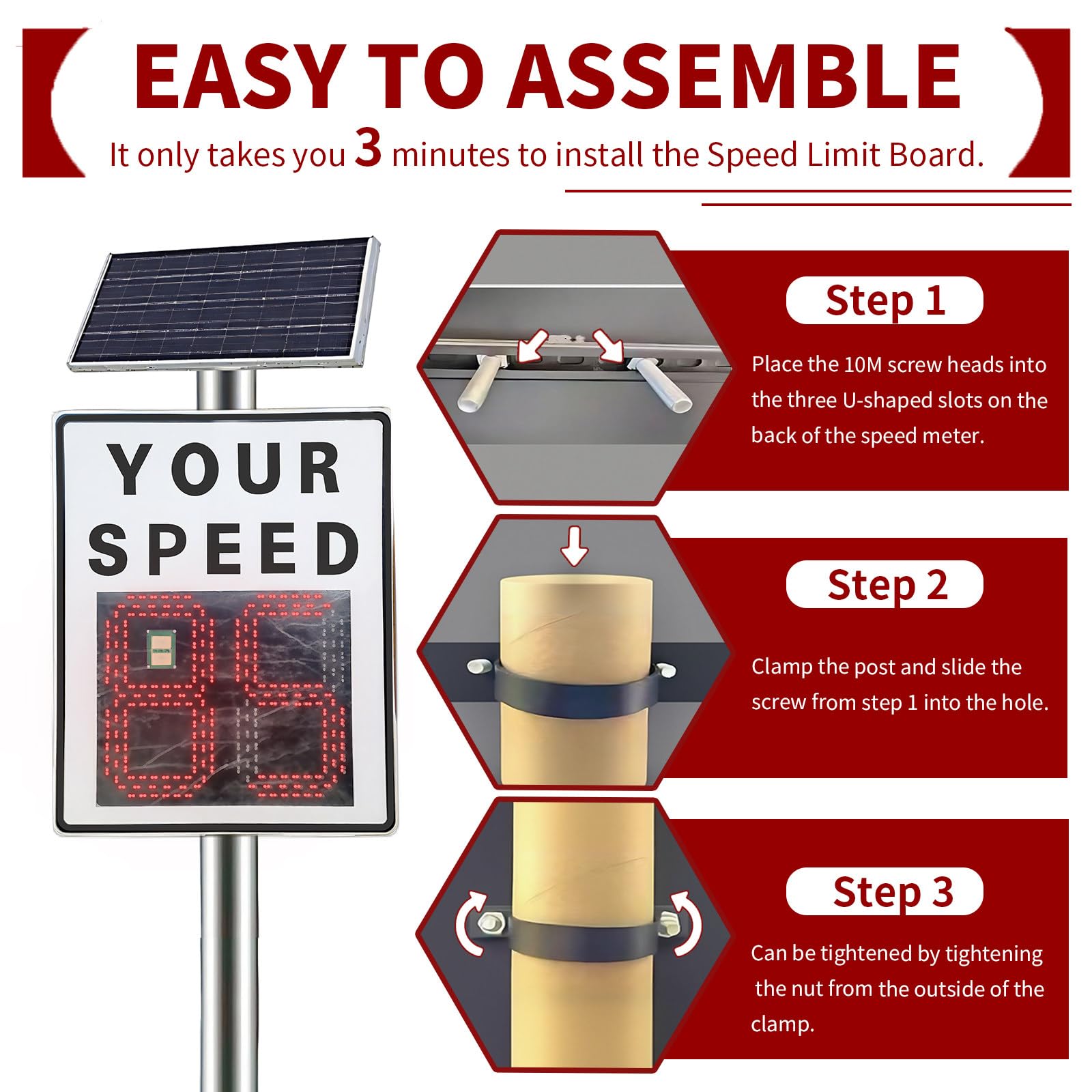60 X 90Cm Señal De Radar De Velocidad Solar, con Indicador De Velocidad Y Control Remoto, con Detector De Límite De Velocidad Y Pantalla Led, 336 Led E Intermitente Ajustable White