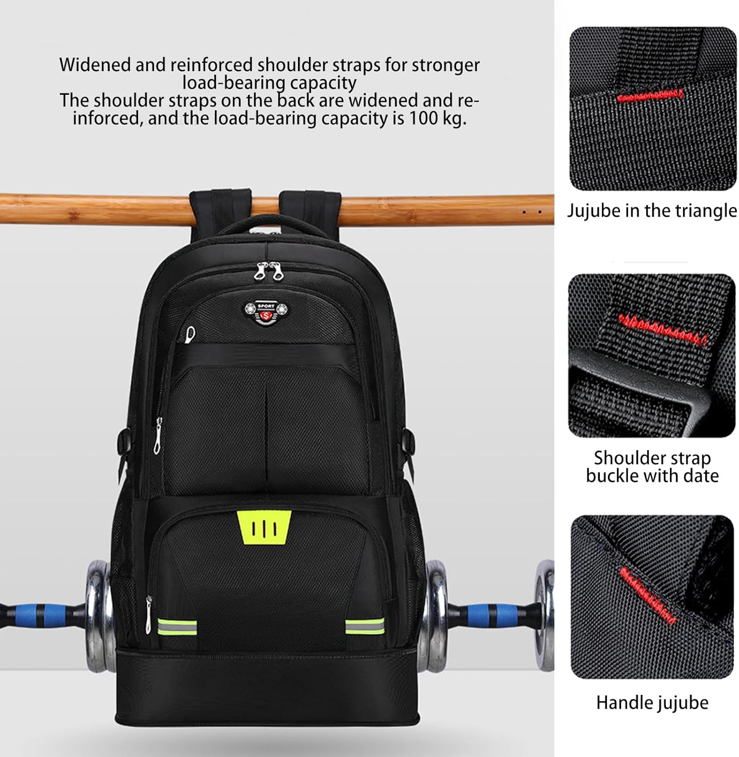 Men Women Hiking Backpack, 65L Travel Camping Daypack Backpacking Backpack for Gym Workout Outdoor Cycling Sport Large (Black)