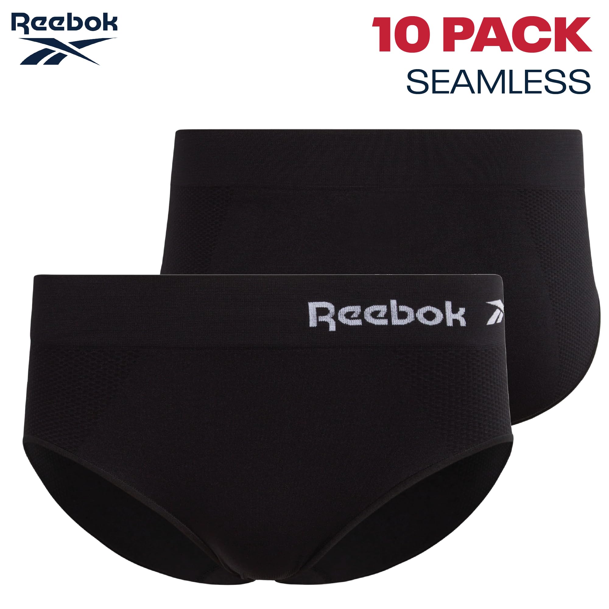 Reebok Ropa interior para mujer - Calzoncillos hipster sin costuras (6 unidades)