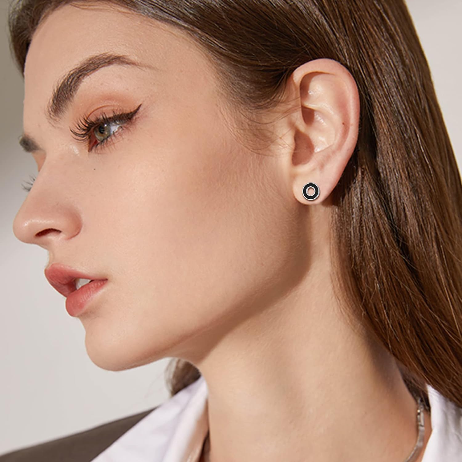 ChicSilver Simple Small Black Stud Earrings 925 Sterling Silver Earrings Hypoallergenic Black Earrings for Women Sensitive Ears