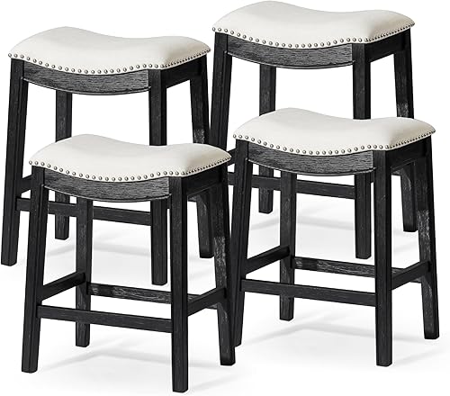 Miniatura 10 de Maven Lane Adrien - Taburete tapizado de 26 pulgadas de altura de mostrador con respaldo en acabado de roble recuperado con asiento de cojín de tela