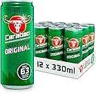 Carabao Energy Drink Original, 12 x 330ml Case Cans, Low Calories and less Sugar, Great Tasting Fizzy Flavour, Vegan, Vitamin B, Taurine and Caffeine with Zero Crash, Bulk crates, Multipack