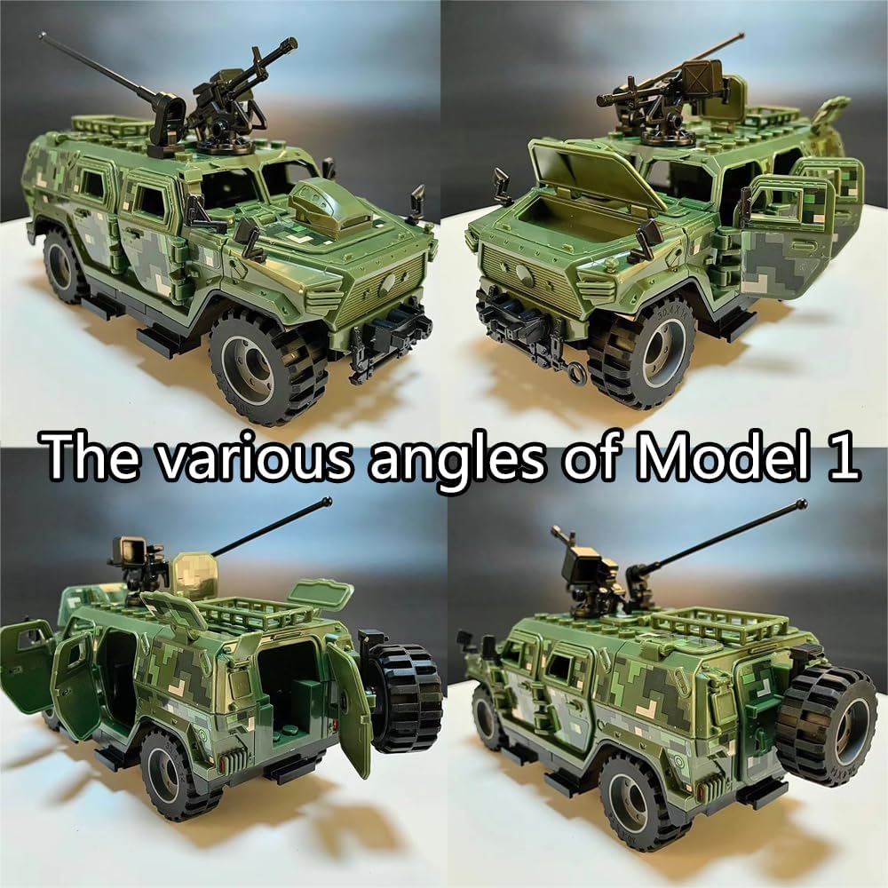 Building Block Armored Vehicle with 6 Army Figures Brick Military Vehicle Building Toy for Age 6 7 8 9 10 11 12+, Army Battle Building Kit, Army Car Model Toys Gifts for Boys image 3