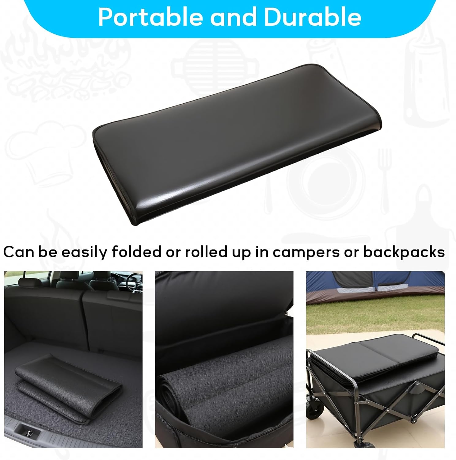 60 x 40 Inches Under Grill Mats for Outdoor Grill, Double-Sided Fireproof, Oil/Waterproof, Heat Resistant Grilling Mat, Fire Pit/Fireplace, Portable BBQ Protector for Decks, Lawns and Patios - Image 5