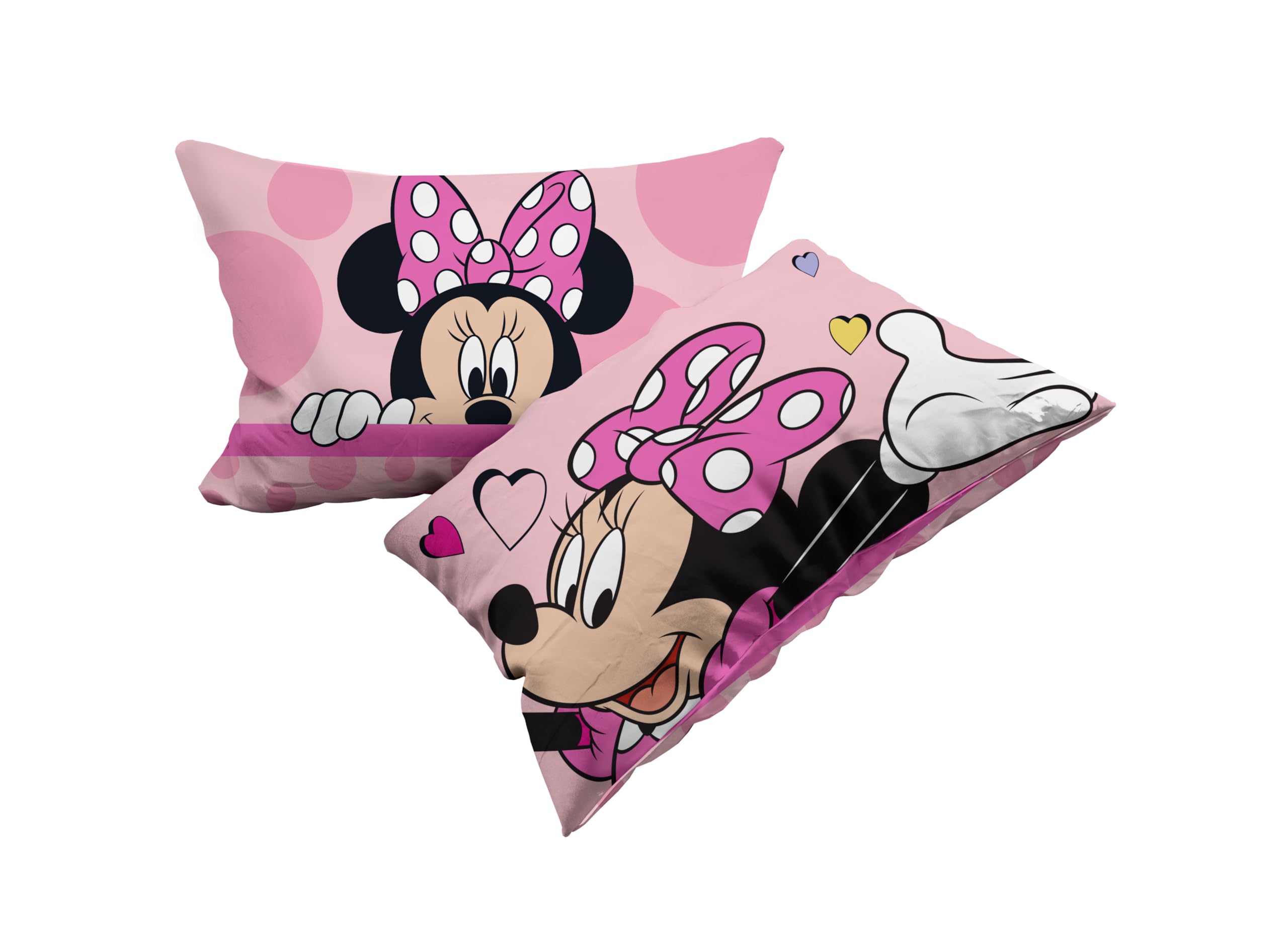 Minnie Mouse, Set Lenzuolo Letto Singolo, Completo Letto Singolo Disney, Lenzuolo Sopra, Lenzuolo Con Angoli, Federa, Rosa,Disney, 100% Cotone, Prodotto Ufficiale