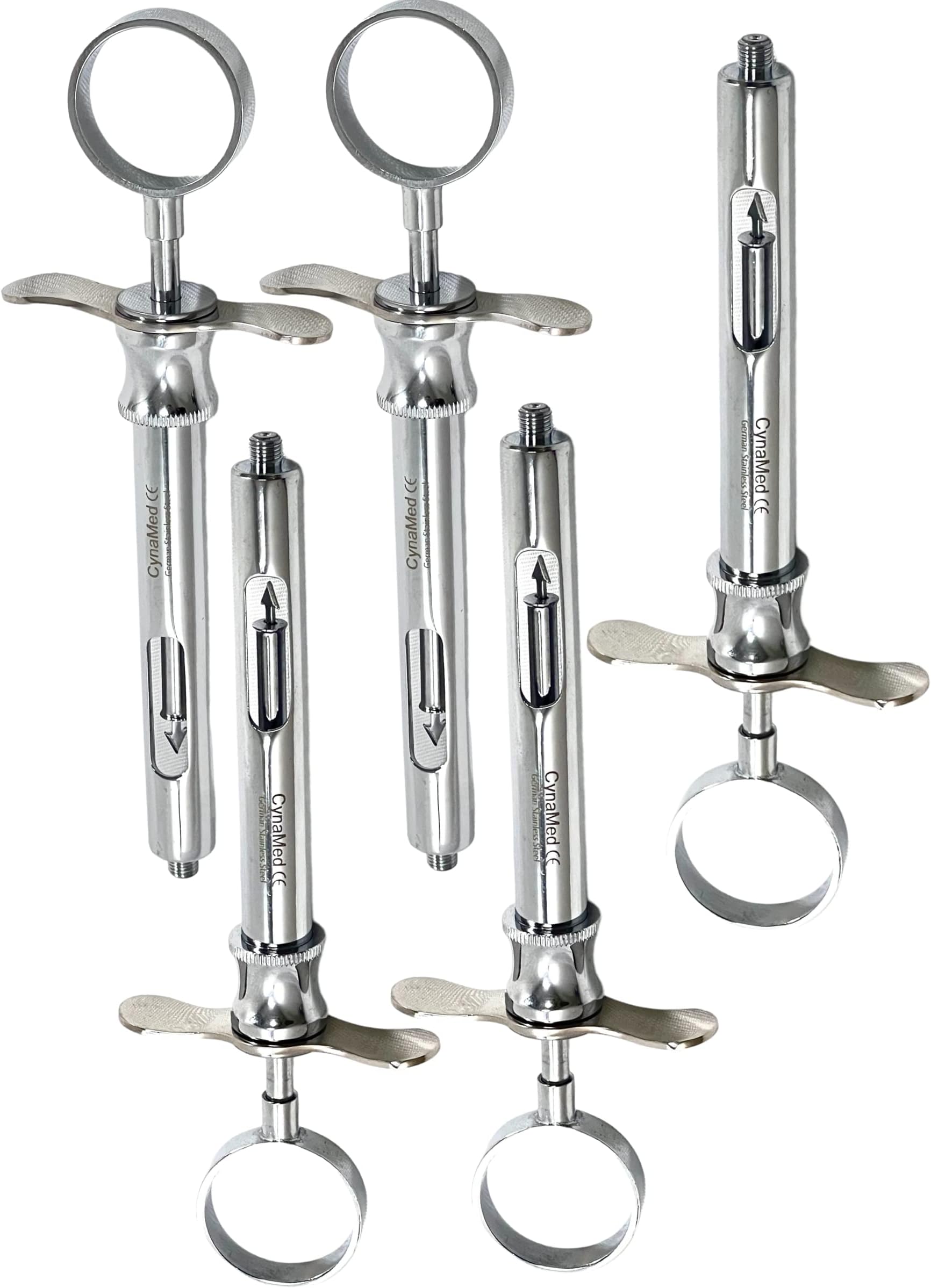 5 PREMIUM ASPIRING DENTAL SYRINGES 1.8mL ANESTHETIC ONE RING WITH FINGER RESTS DENTAL INSTRUMENTS ( CYNAMED )