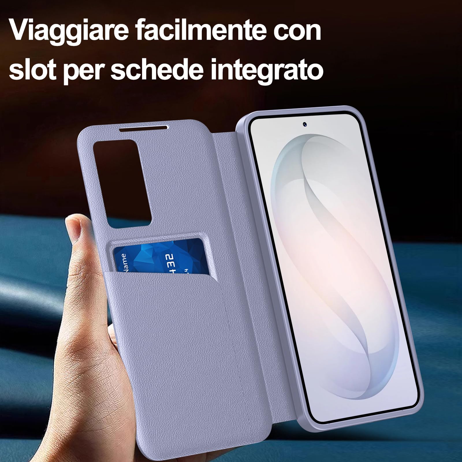 Cover per Samsung Galaxy S26 Custodia a Libro Portafoglio Pelle Flip Carta Fessura Con Finestra di Visione Notifiche e Porta Carte Cover Antiurto Custodia per Samsung S26 5G Case