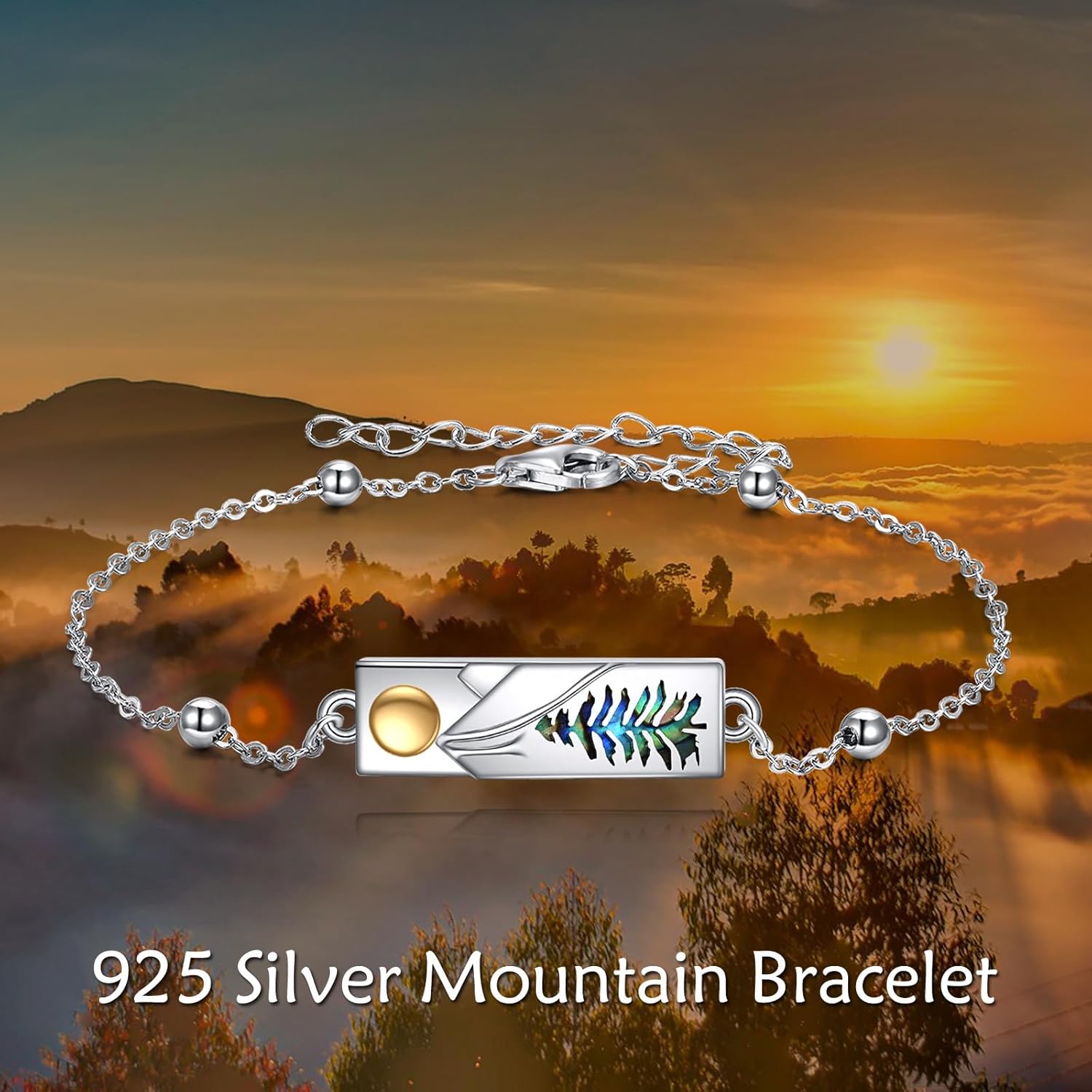 YFN Mountain Bracelet for Women Sterling Silver Nature Bracelet Jewelry Gift for Skiers, Hikers, Campers, Climbers and Nature Lovers - Image 5