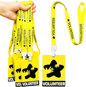 Eastex Yellow Volunteer Lanyard With Badge, Safety Breakaway 10 Pack