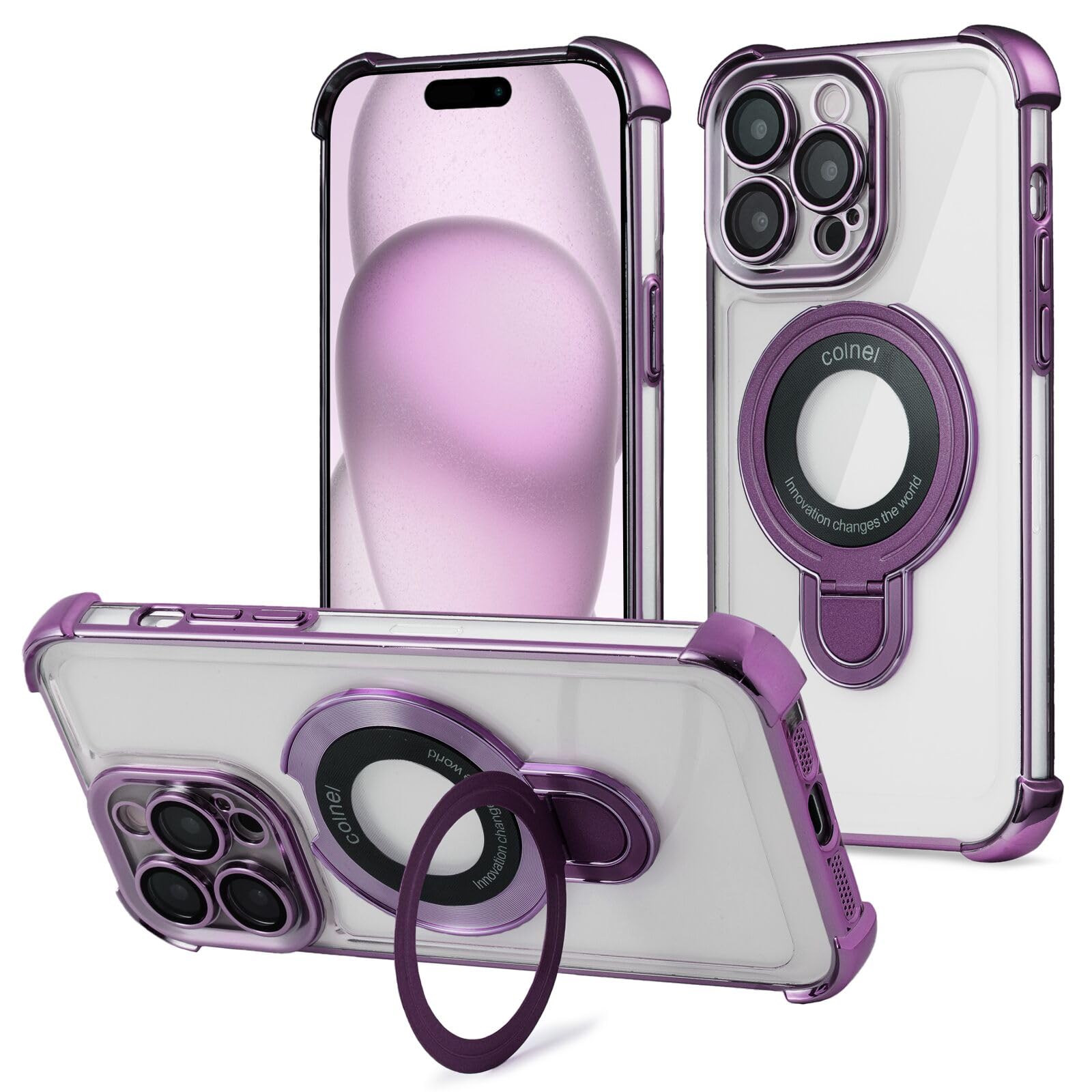 Case for iPhone 11 Pro Max with Magnetic Ring Stand - Four Corners Shockproof [Military Grade Drop Protection], Luxury Slim Kickstand Case for iPhone 11 Pro Max - Purple