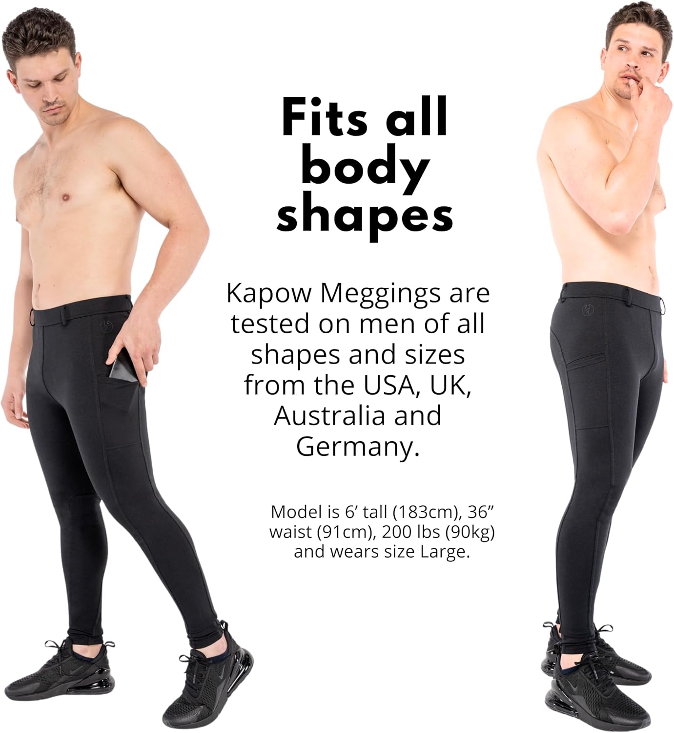 Kapow Meggings Supreme Range - Supreme Sports Wear Compression Leggings for Men, with Pockets - Image 5