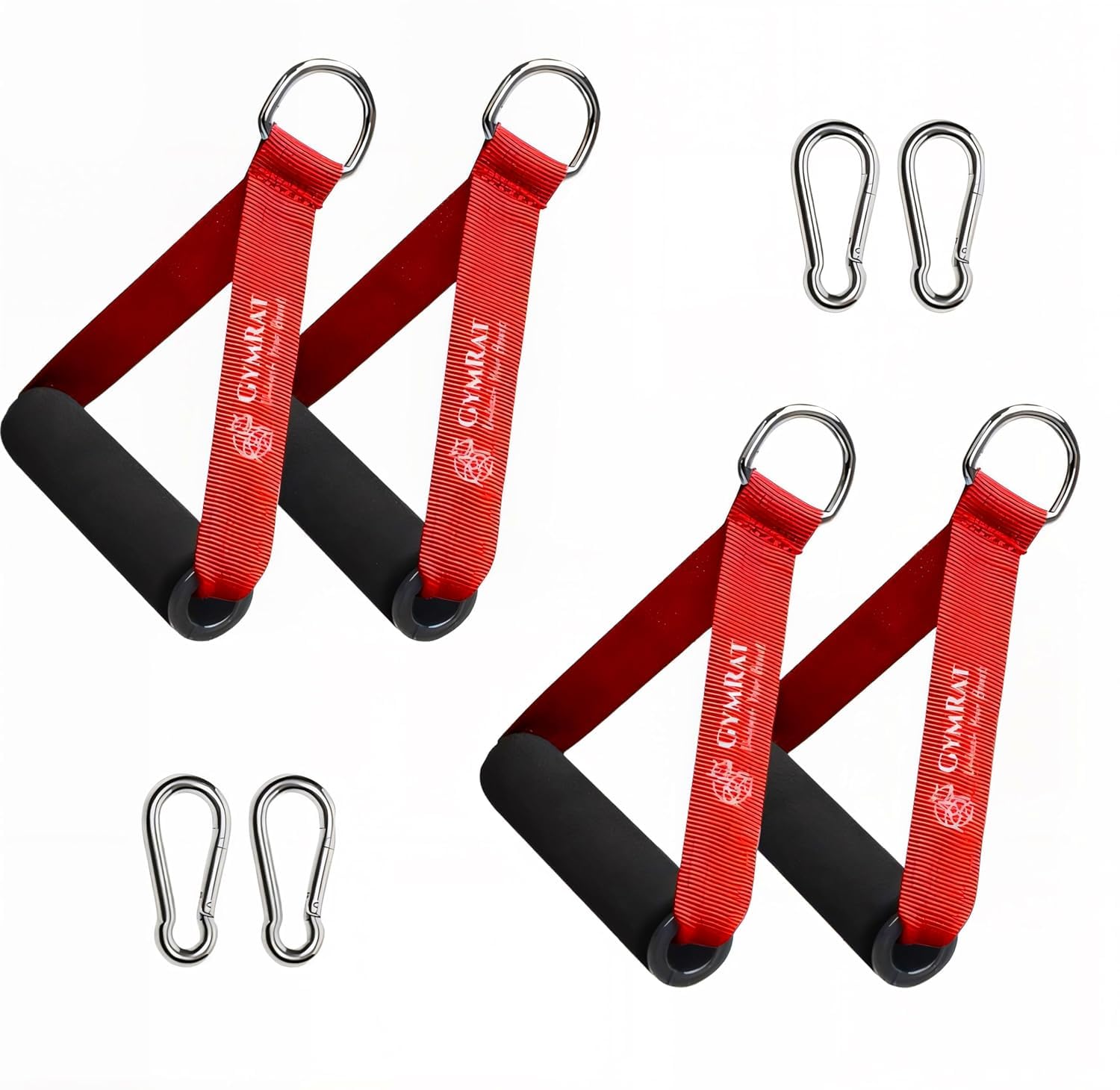 GYMRAT™ Premium Durable Resistance Band Handles/Gym Cable Handles with Snaphook, Comfortable Exercise Handle Grips Attachment (RED)