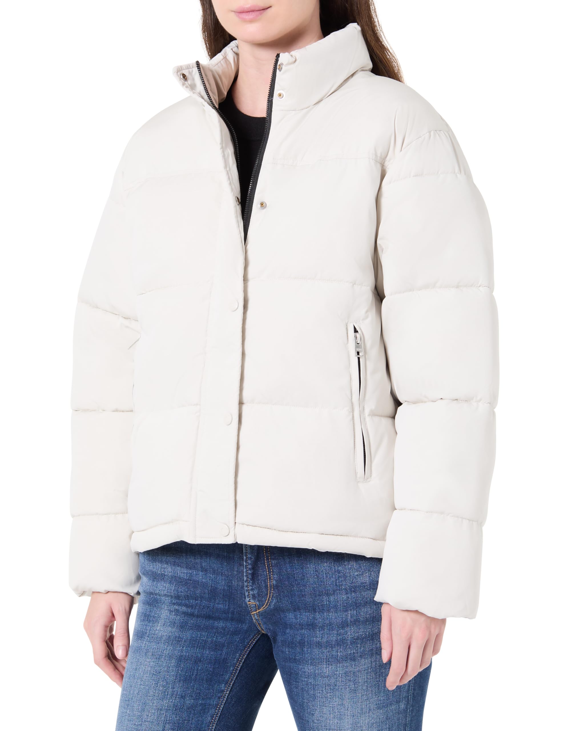 Replay Damen Steppjacke mit Stehkragen, Butter White 412 (Weiß), XS