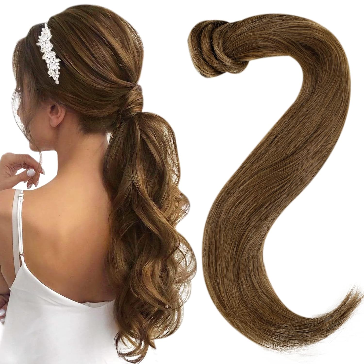 Easyouth Brown Ponytail Extension Human Hair Ponytail