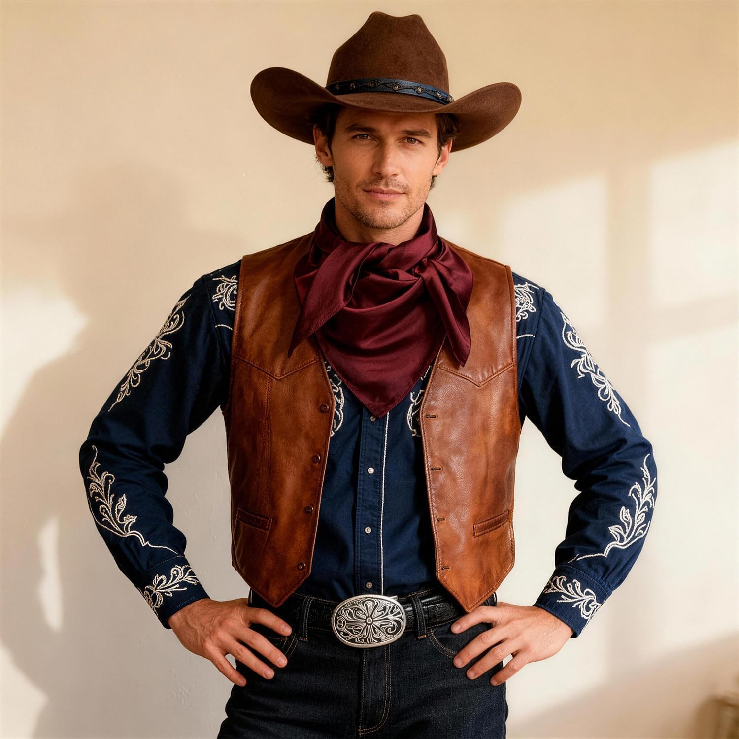 Men's Women's Wild Rag, Western Bandana Cowboy Scarves,Silk Feel Rancher Necker Chief - Image 7
