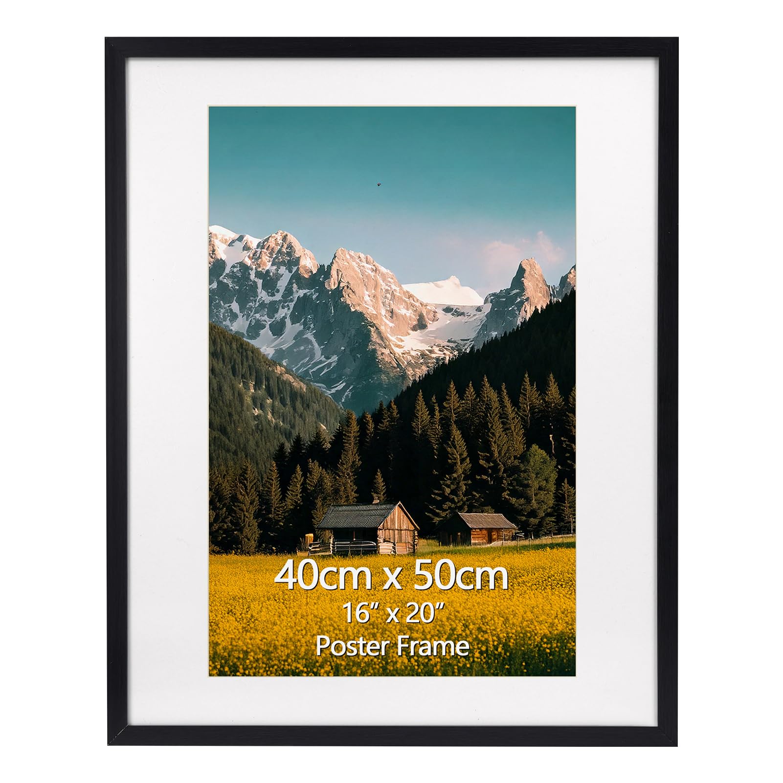 EYMPEU 40x50 Picture Frame, 16 x 20 Inch Picture Frame in Black Wooden Grain, Wall Hanging 40x50cm Frame - Single — image 1