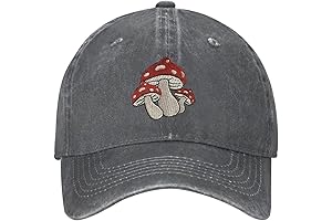 Dog Baseball Cap for Men Women Adjustable Embroidered Washed Baseball Hats, Purple Mushroom Hat