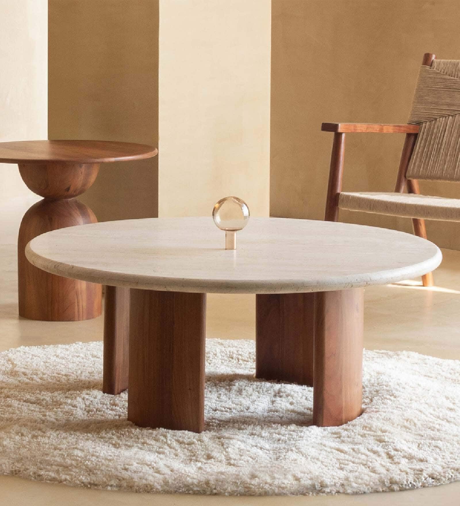 Abacus Acacia Wood Coffee Table | Light Brown Finish Center Table for Living Room, Lounge, Drawing Room & Reception Area | 99 x 99 x 51 cm-image-26
