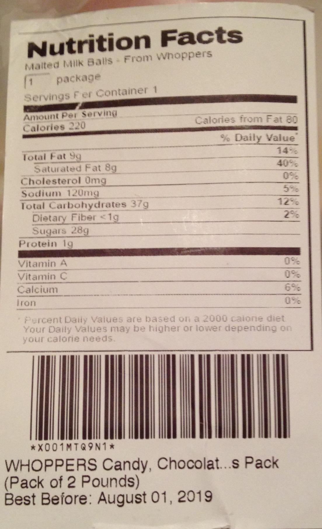 Amazon.com: WHOPPERS Candy, Chocolate Covered Malted Milk Balls, Fun ...