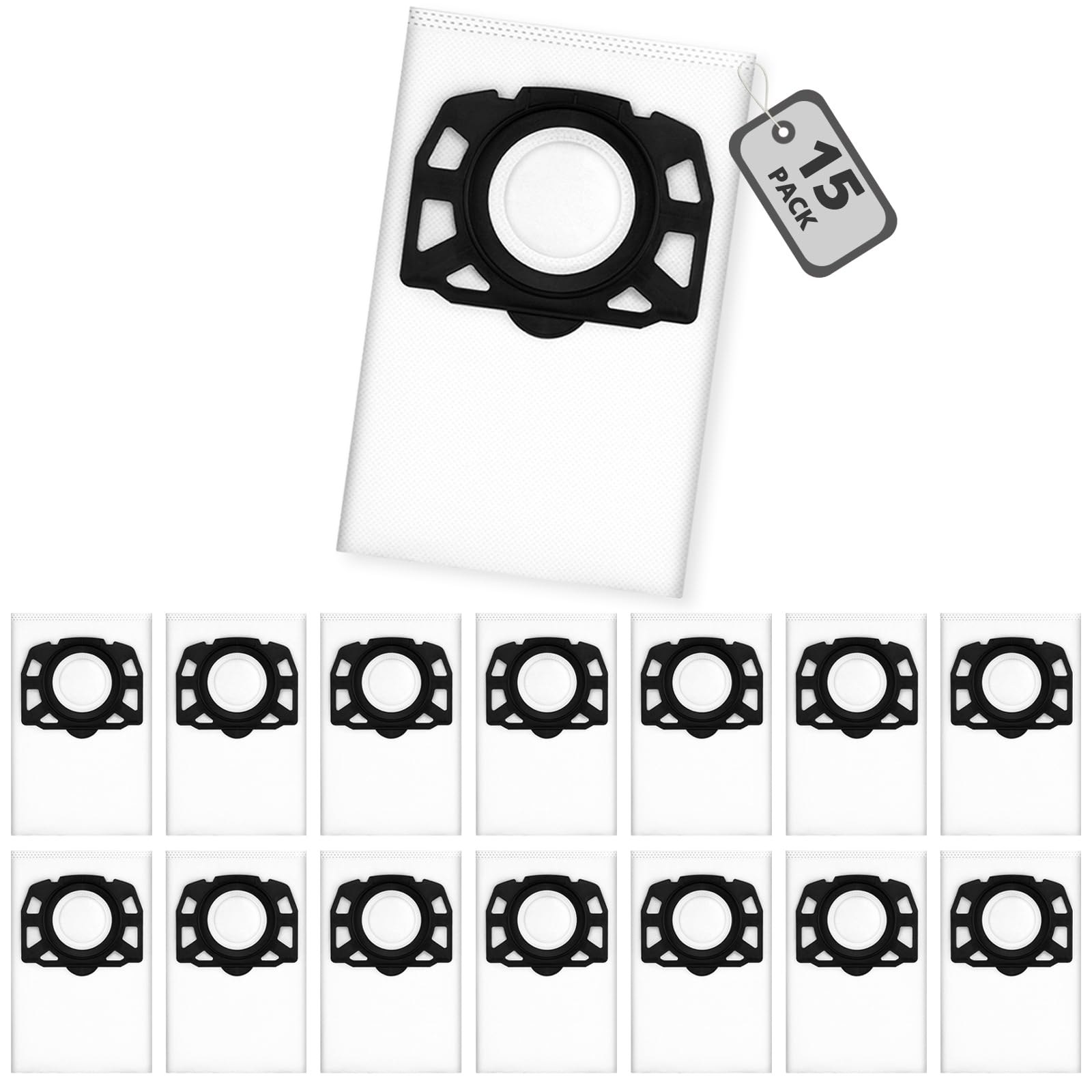 15 bolsas de aspiradora para Kärcher WD4 WD5 WD6 bolsas de filtro de fieltro compatibles con Kärcher KFI 487, MV4 MV5 MV6, aspiradora en seco y húmedo para Kärcher 2.863-006.0