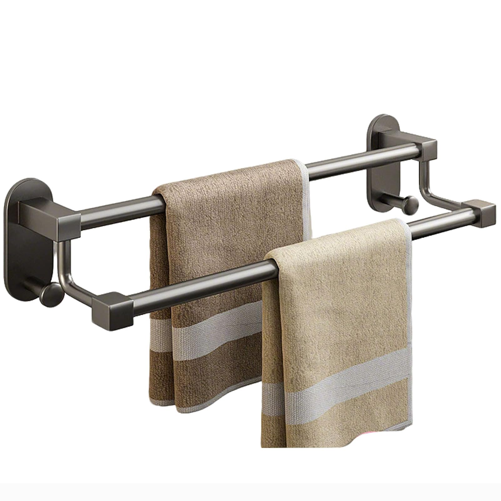 Barre simple pour serviettes 70 cm sans perçage avec crochets pour la salle de bain