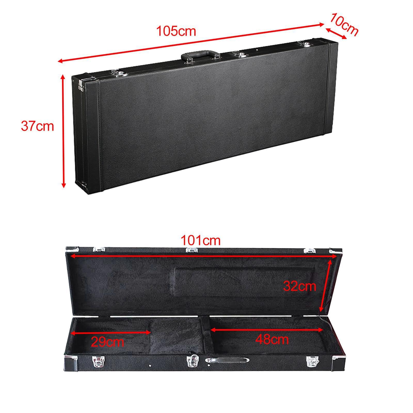 Custodia rigida in legno per basso elettrico. Costruzione durevole. Protegge musicisti e chitarristi. Custodia rigida per chitarre elettriche standard. Con serratura.