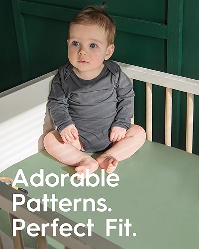 Miniatura 2 de Sábanas para cuna para niño y niña, sábana bajera suave de alta calidad, ultra transpirables, sábanas de bebé súper elásticas, 28 x 52 x 9 pulgadas,