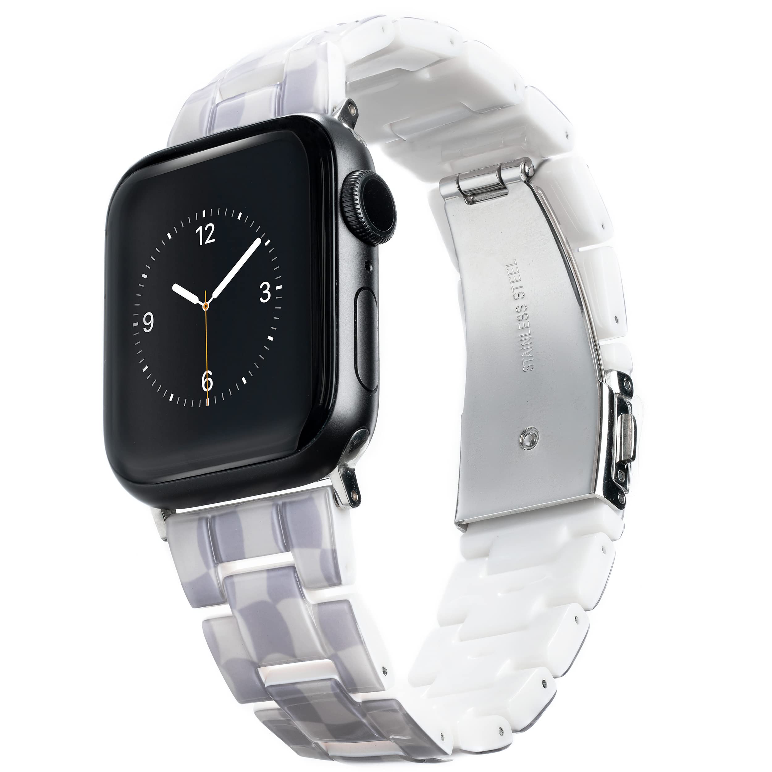 Amazon.co.jp: [Gaacal] AppleWatch Series7対応 市松模様 白×グレーの 