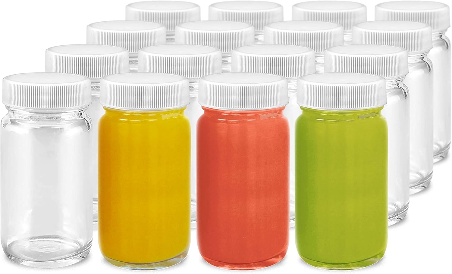 Glass Juice Shot Bottles Set Wide Mouth for Juicing