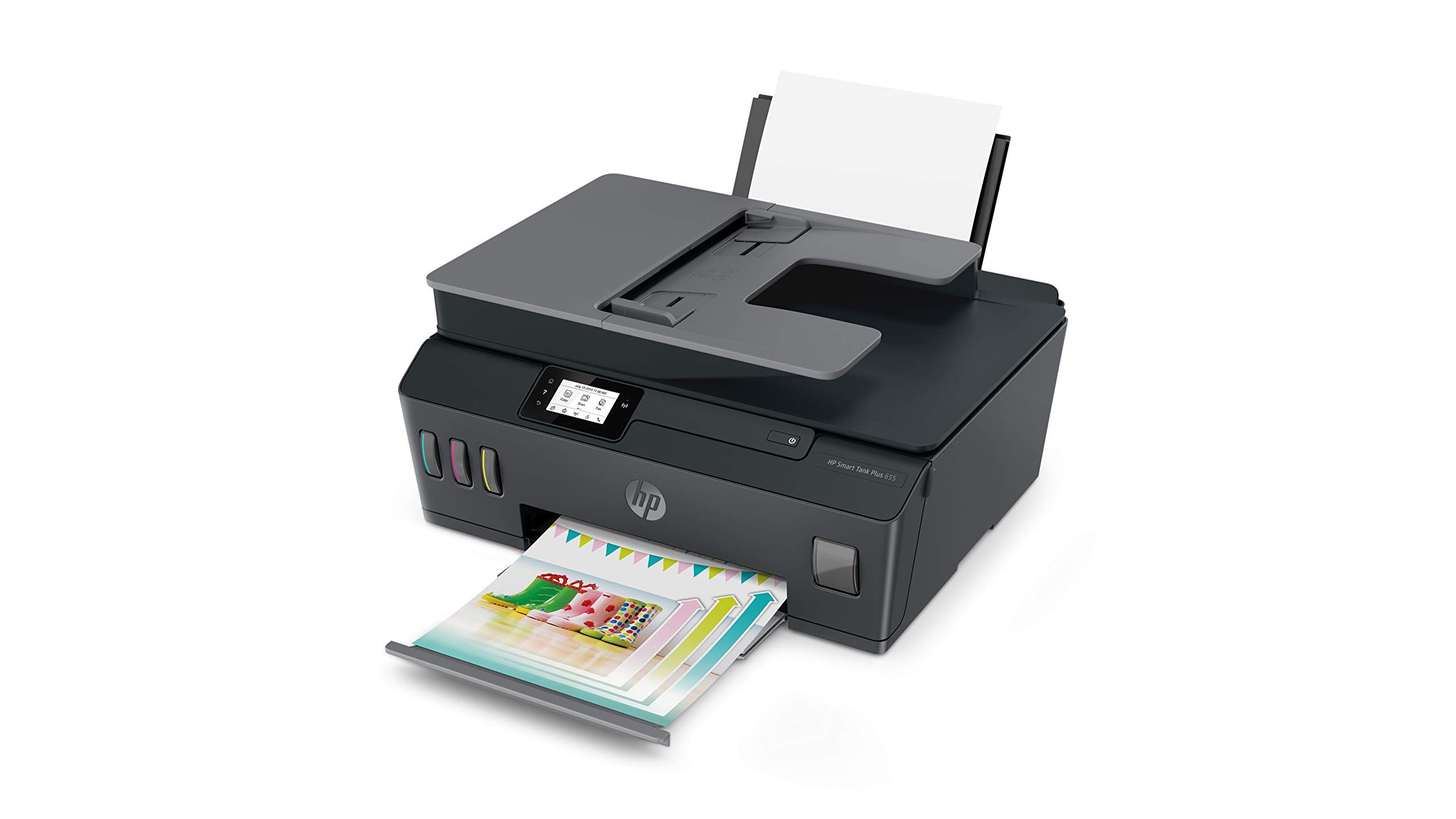 HP Smart Tank Plus 655 Multifunktionsdrucker (Drucker, Scanner, Kopierer, Fax, WLAN, AirPrint, 4-in-1, inklusive Tinte für bis zu 3 Jahre drucken), Schwarz