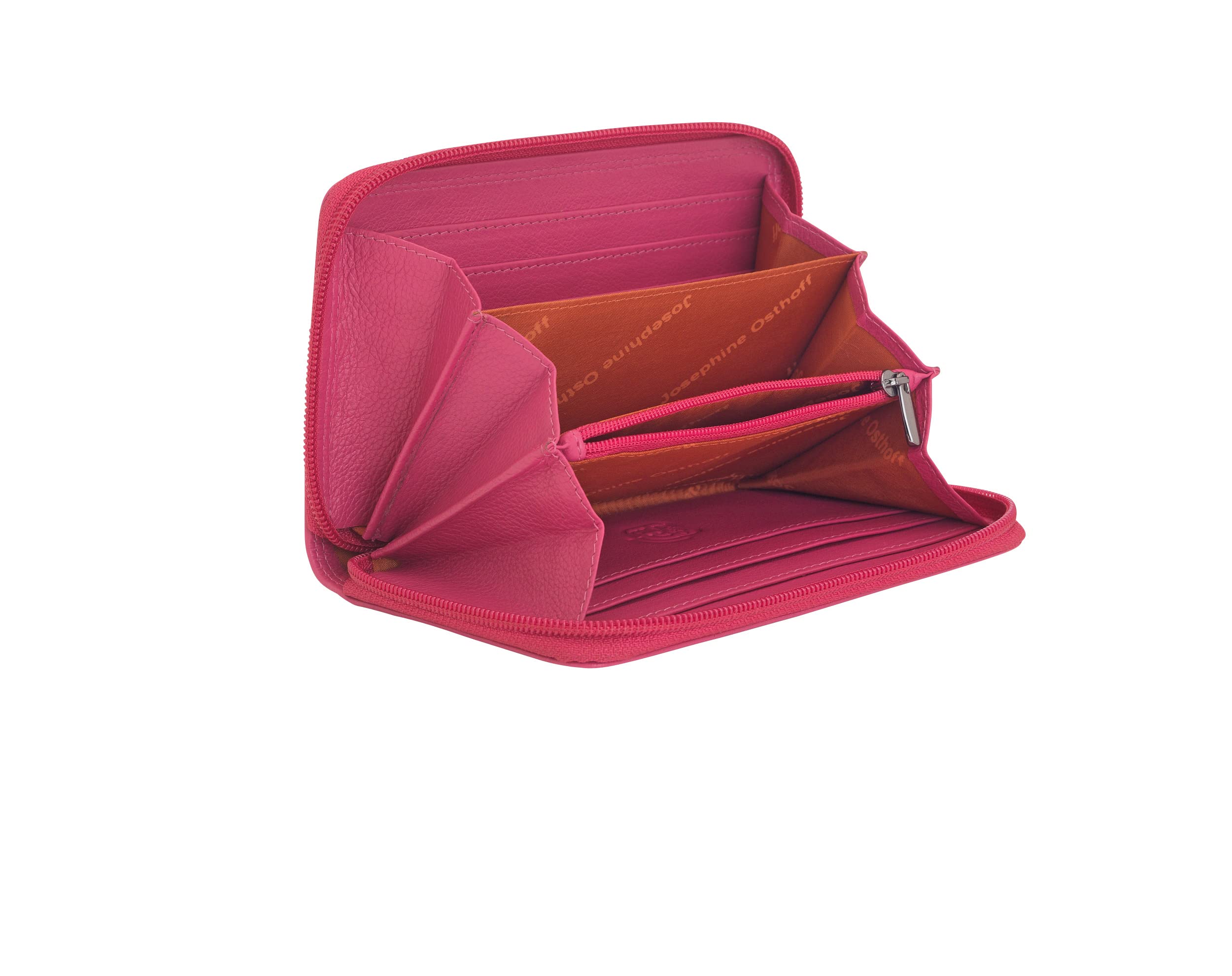Nürnberg portfel z prawdziwej skóry z ochroną RFID, Fuchsia, 15,5 x 9,5 x 2,5 cm, Portmonetka na monety