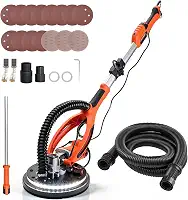 VEVOR Lixadeira girafa de 850 W, lixadeira de parede e teto, mangueira de sucção para drywall, drywall, 800-1700 rpm, iluminação LED, alça telescópica, dobrável, 15 discos de lixamento