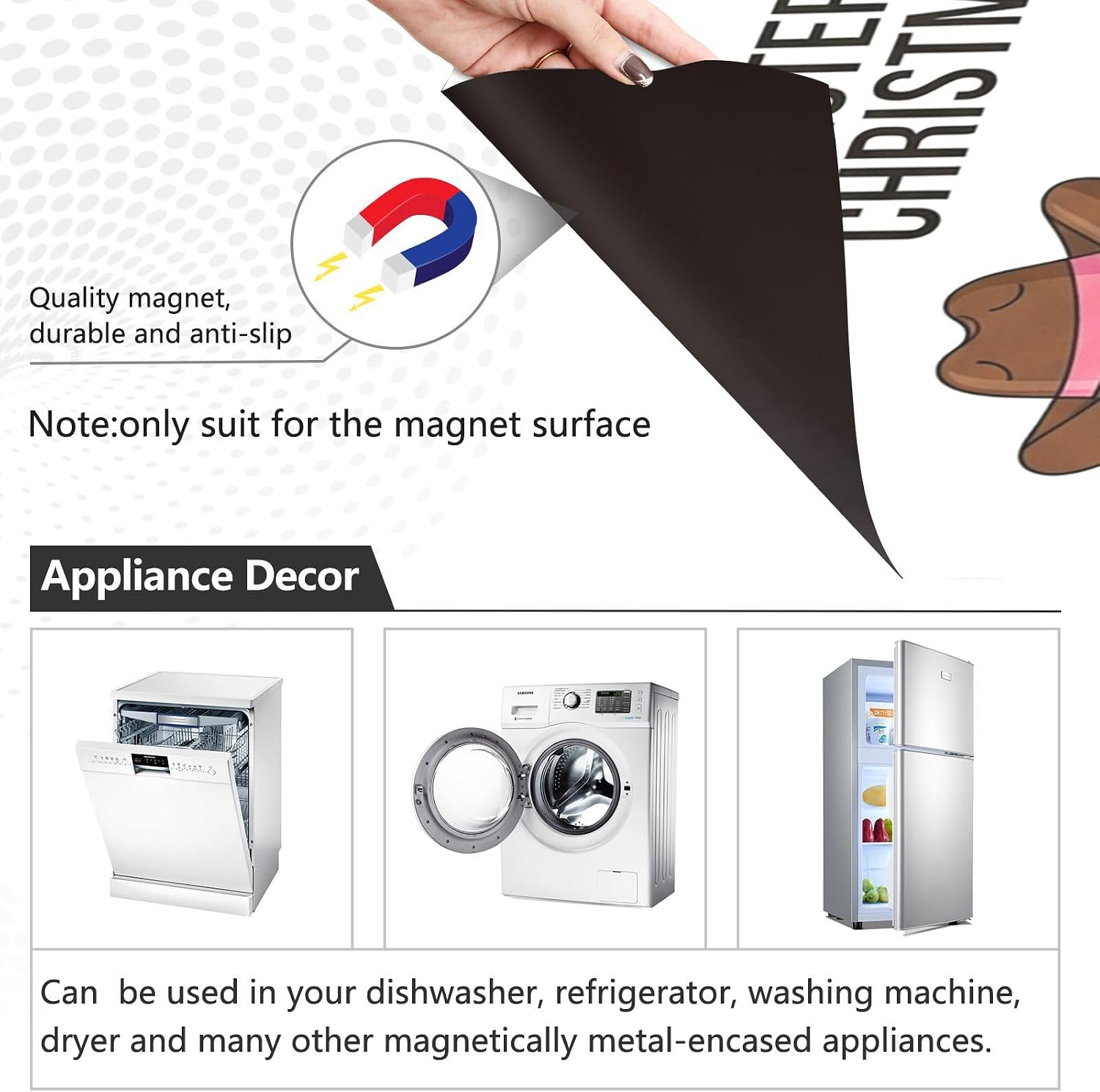 QUGRL Western Christmas Gingerbread Dishwasher Magnet Cover Front Door Decorative Refrigerator Covers Magnetic Sheet Sticker Wash Machine Fridge Panel Decal for Kitchen Appliance 23x26 in