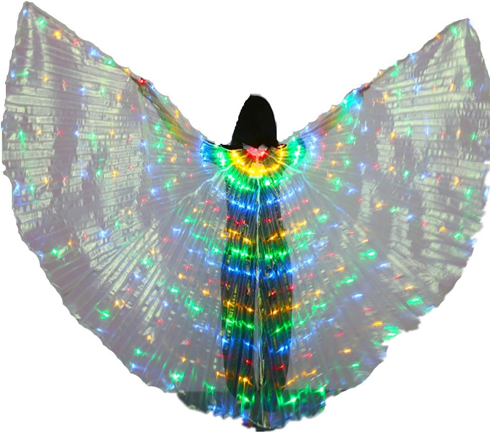 2018 Beauty Pageant Colorful Angel Luminous LED Belly Dance ISIS Wings Halloween Costumes Photography Props(Mixed Color;No Sticks)