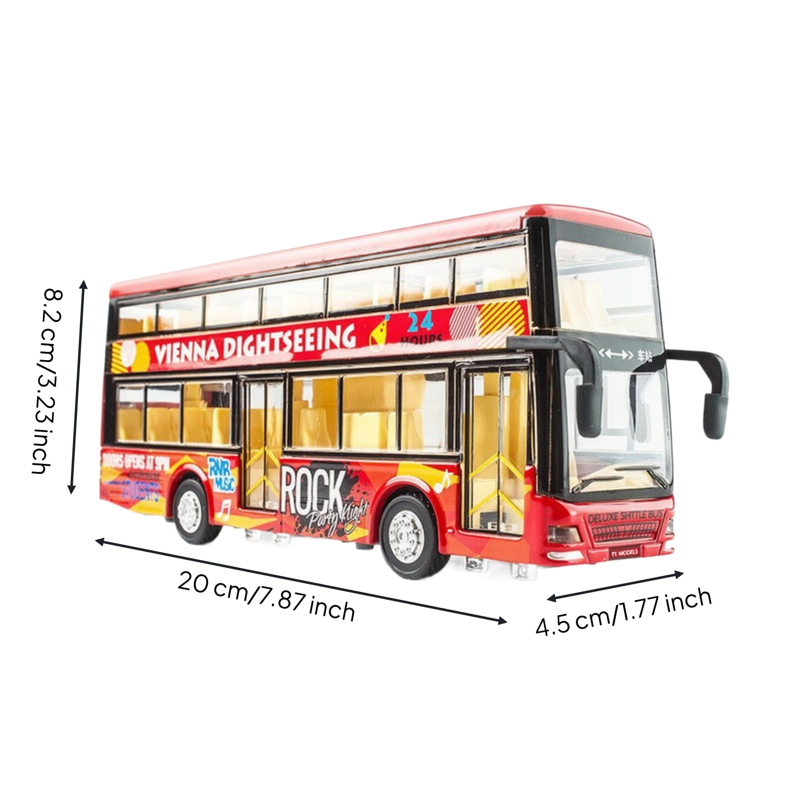 Harilla Modellino di Veicolo da Collezione | Durevole, Autobus a Due Piani con in Metallo, Sicuro Bambini, Modellino in 1/32 Lega, Esposizione, Rosso