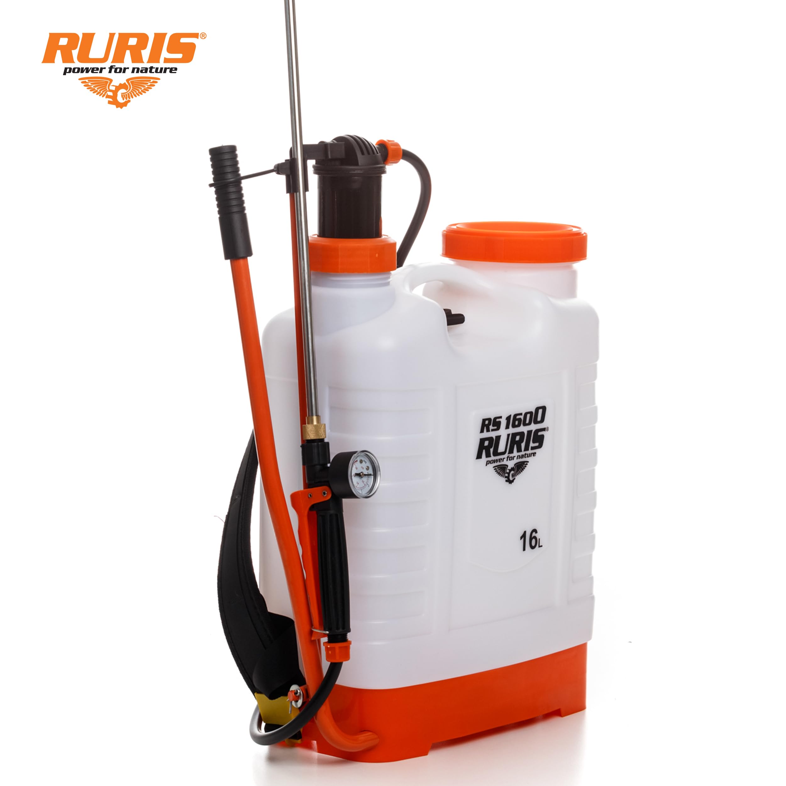 RURIS RS 1600 Pulvérisateur Manuel 16L Lance Telescopique Metal Jardin | Réservoir 16L, Lance Télescopique Métallique, Conception Ergonomique, Léger et Facile à Utiliser pour Engrais et Pesticides