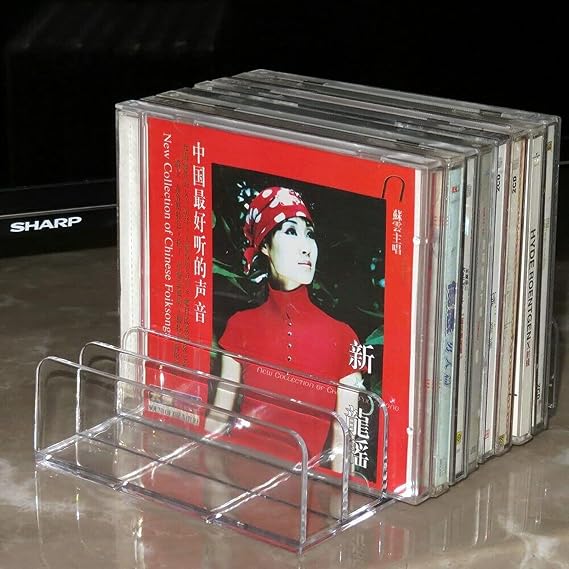 AUXPhome Clear Acrylic DVD/CD Storage Box CD Holder - CD Tray Holds up to 14 CD Cases for Media Shelf Storage and Organization for Countertop/Kitchen/Bathroom/Cabinet.