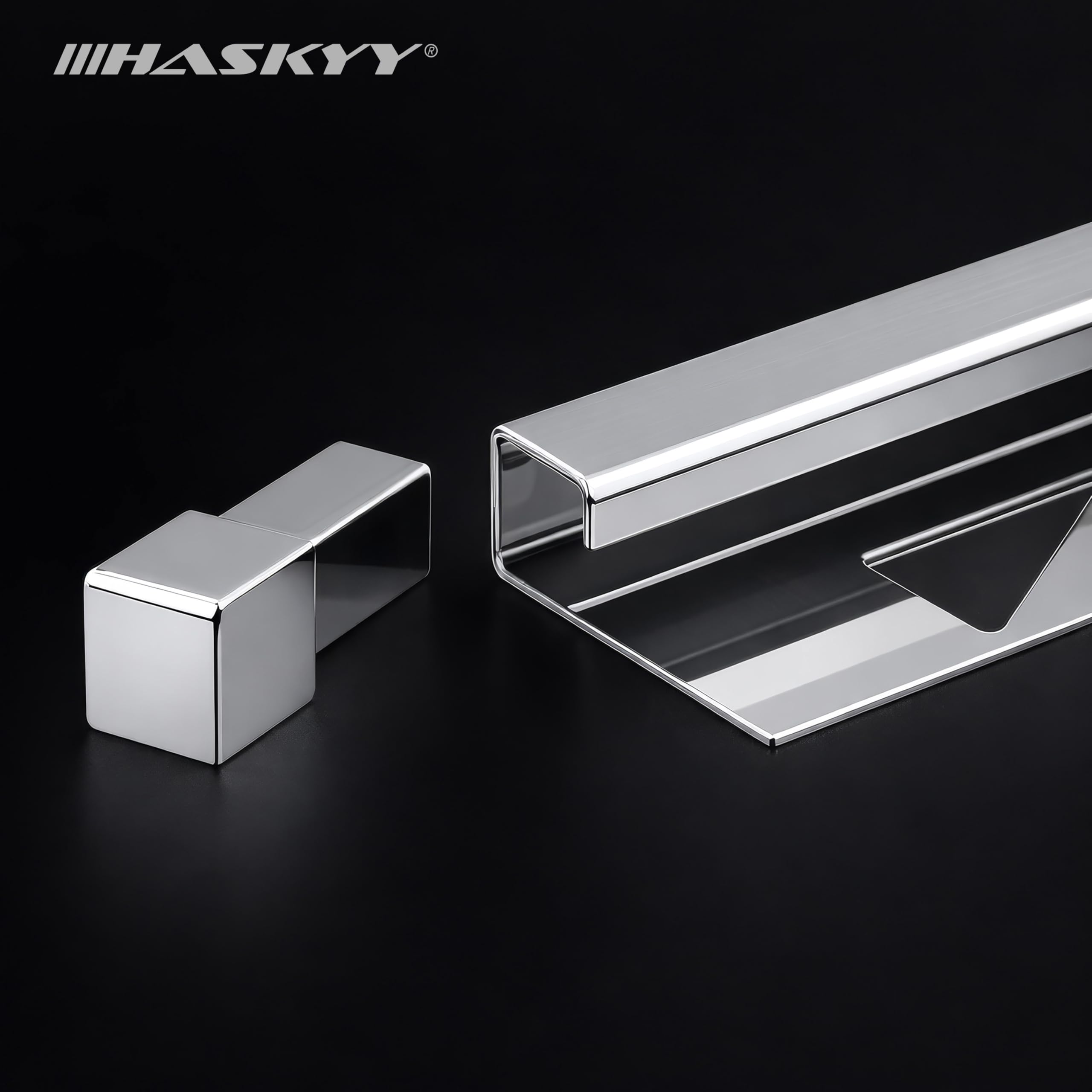 HASKYY Terminale per binario di piastrelle, profilo quadrato angolare, in acciaio inox V2A, lucido, altezza: 8 mm, 10 mm, 11 mm, 12,5 mm, angolo interno ed esterno (10 mm)