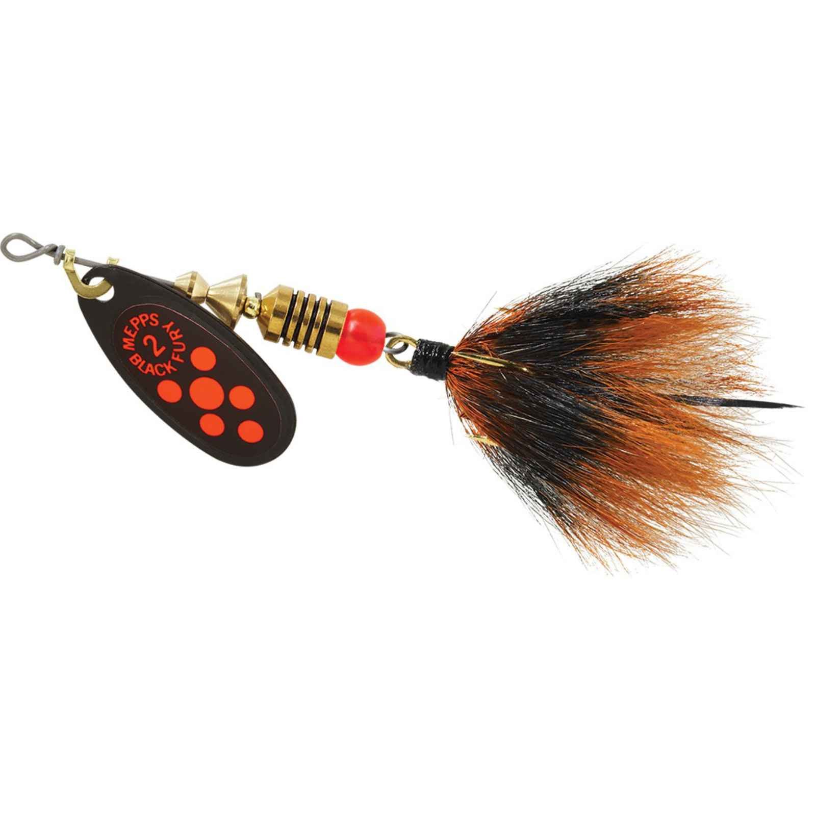 Mepps Black Fury in-Line Spinner, 1/6 oz, Dressed Treble Hook, Fluorescent Red Dot Blade BF2T Fl