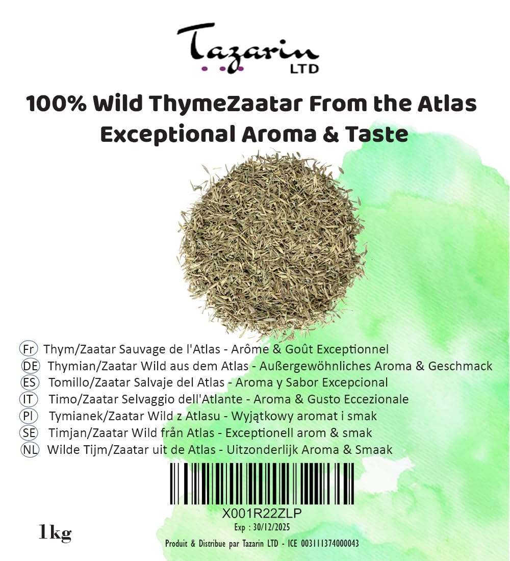 1kg Thym/Zaatar Sauvage - Thym Séché - Arôme & Goût Exceptionnel - 100% Naturel, Pur et Sans Additifs