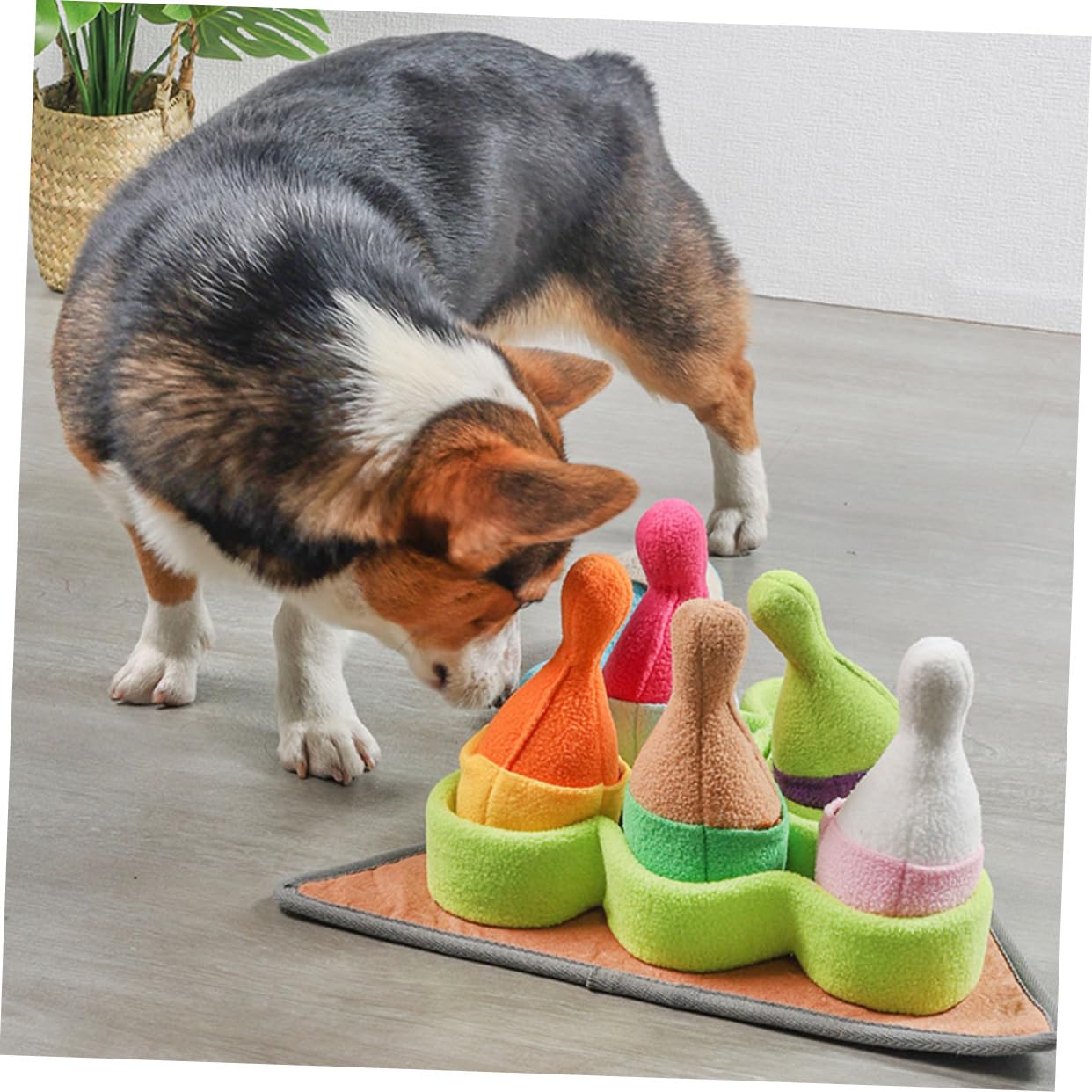 WOONEKY Tappeto Sensoriale in Pile Polare Resistente a Forma di Bowling Cane Giocattolo per Cani per Esercitare L'olfatto e Consumare Energia, per Cuccioli e Animali Domestici