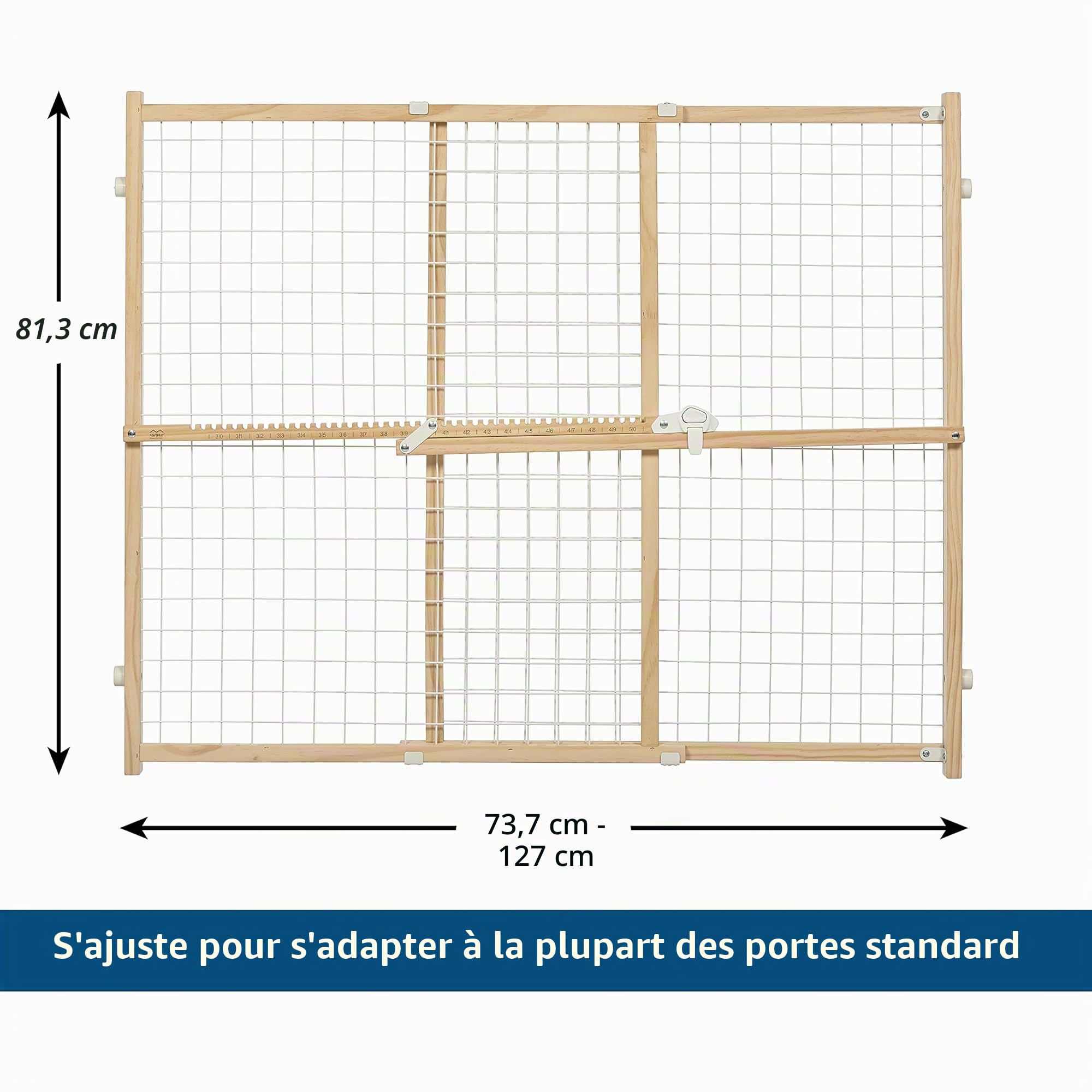 Midwest Homes for Pets 2932WWM-2 Barrière de sécurité en grillage, 81,28 cm de haut et 73,66-127 cm de large, bois