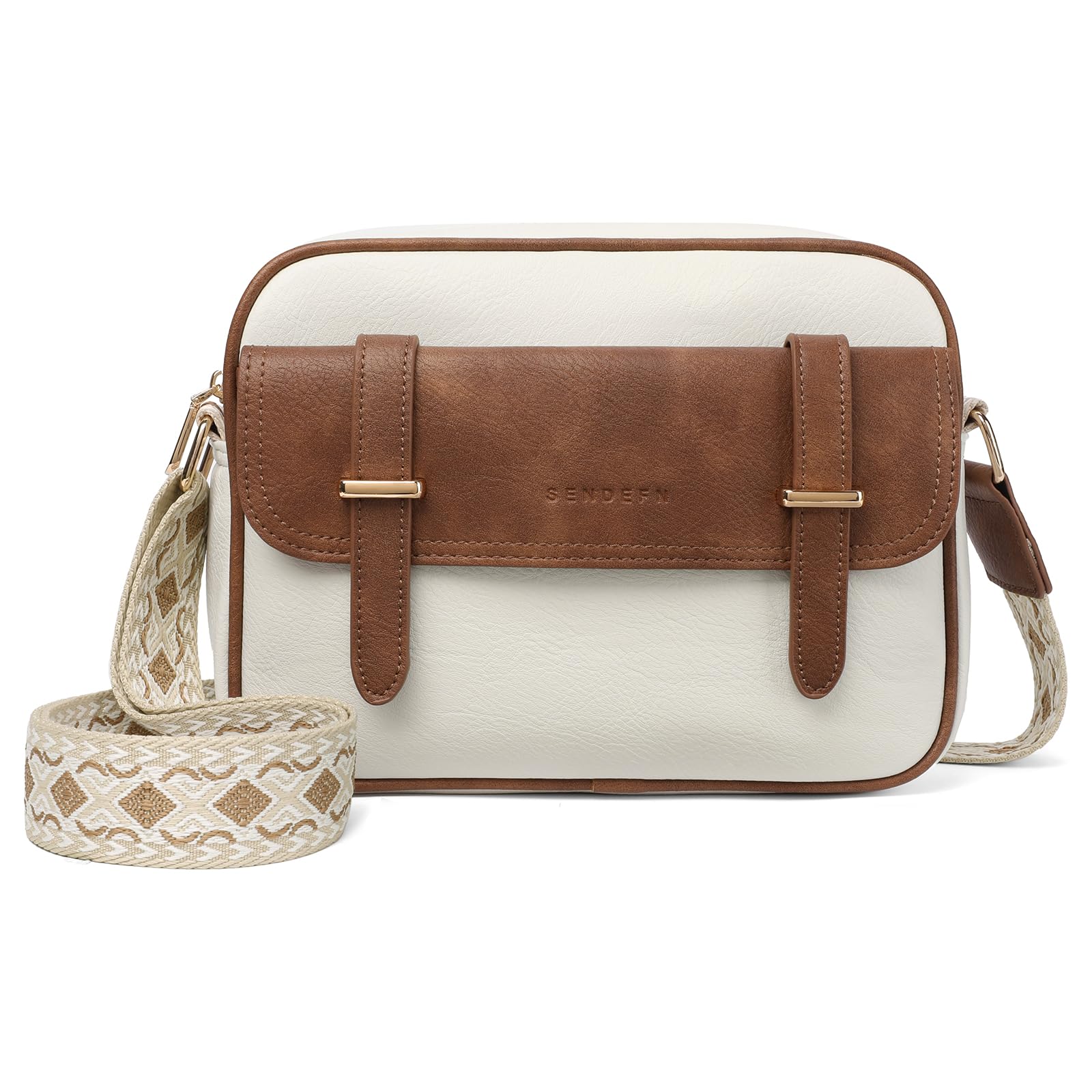 SENDEFN Umhängetasche Damen Mittelgroß Handtasche Damen Leder Crossbody Bags mit verstellbarem Farbigem Riemen