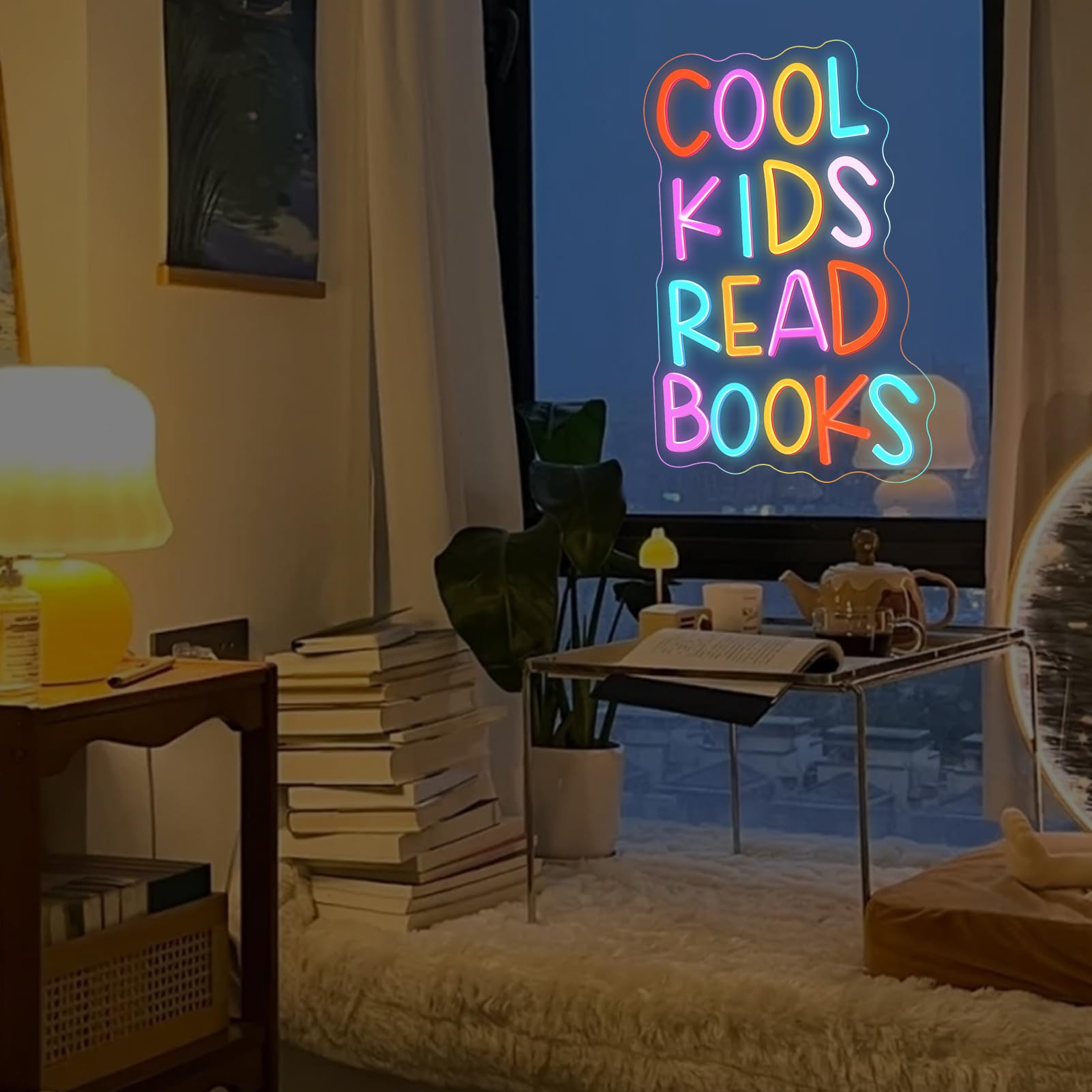 Cool Kids Read Books Neon Signs Books Neon Light for Reading Room Hanging Decorations Library Classroom Read Corner Decor with Dimmable Switches chjjwezx for Bedroom Decor - Image 2