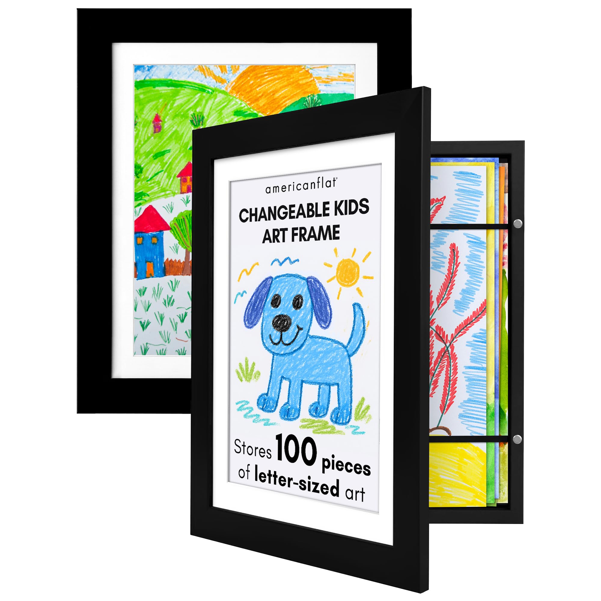 Americanflat 8.5x11 Changeable Kids Art Frame 2-Pack - Black