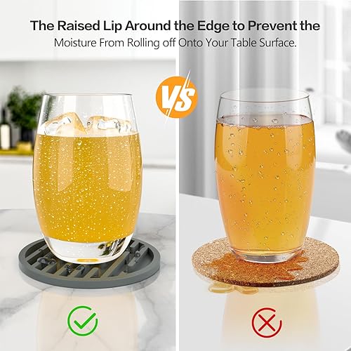 Miniatura 3 de Posavasos de silicona para bebidas, paquete de 8 posavasos con soporte, posavasos para mesa de café, posavasos para protección de mesa, decoración